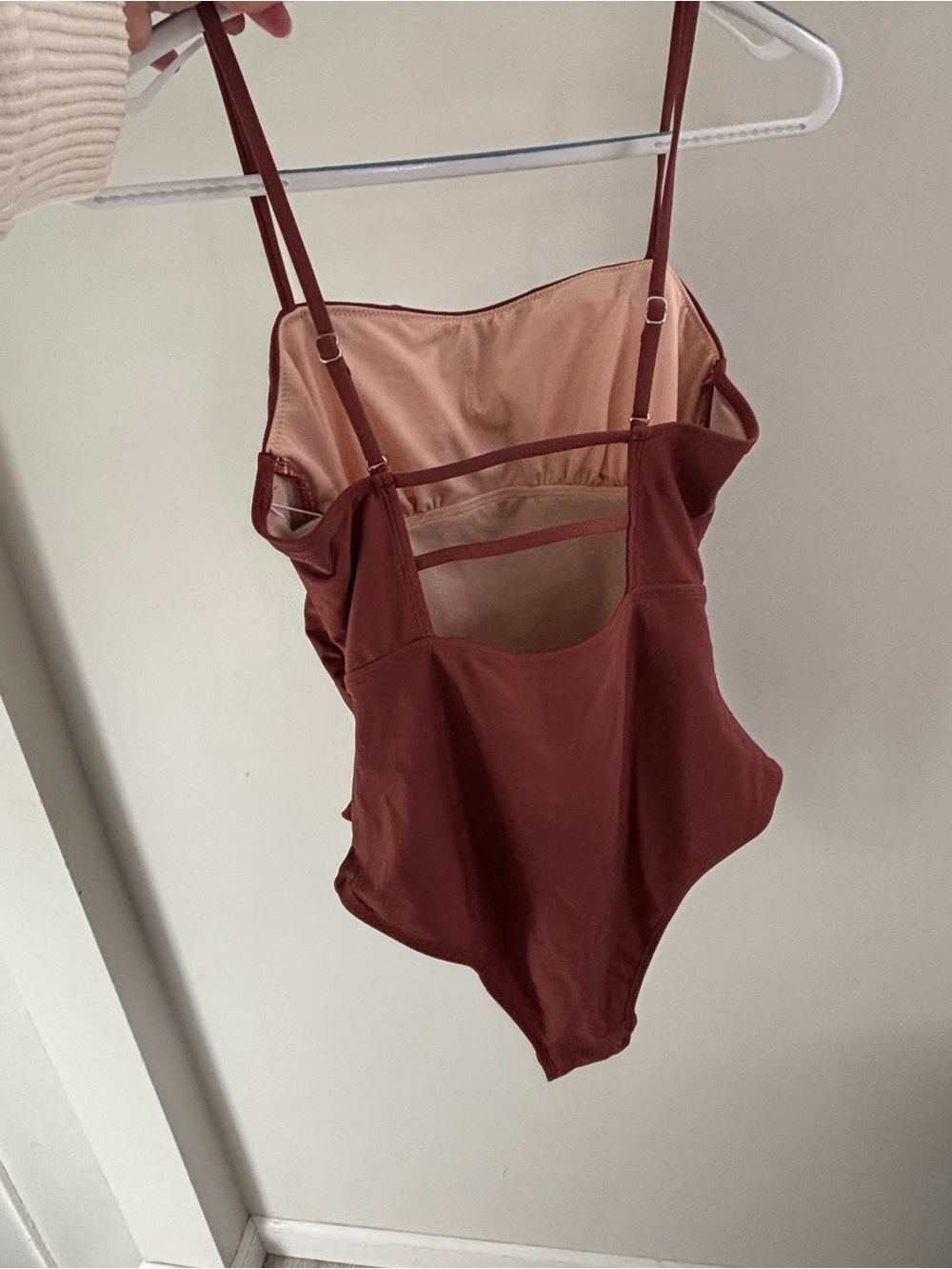 NWT Sleek One-Piece Swimsuit in Rust Brown with Adjustable Straps - Picture 3 of 6